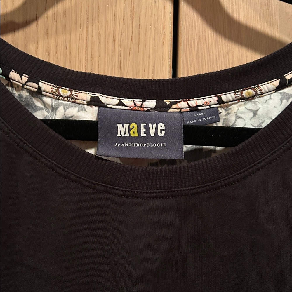Maeve Anthropologie mixed media black and print shirt - Picture 4 of 8